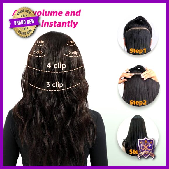 12 Inch Straight Clip In Human Hair Extensions, 7Pcs 80g Double Weft main image 5